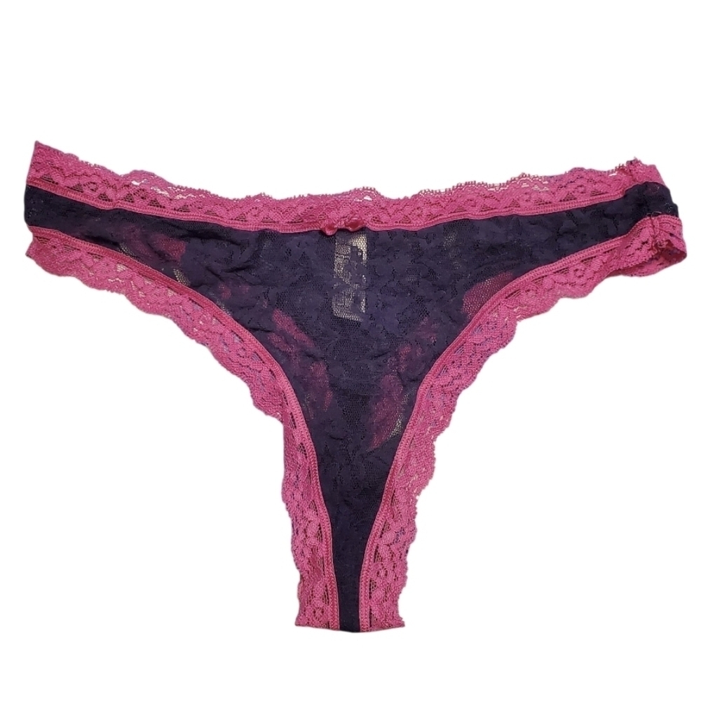 DKNY Women's See Thru Lace Flirty Sexy Thong Underwear M